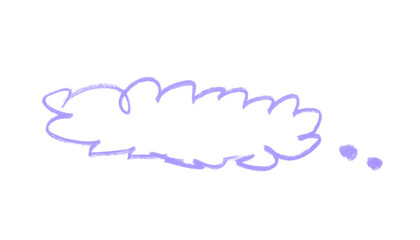 Hand drawn empty cloud speech bubble shape color pencil on transparent background for design in your work business concept.
