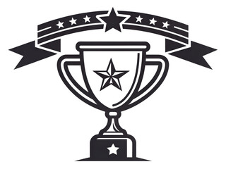 Champions Cup Solid Black Line Icon Illustration on White Background