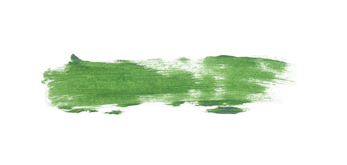 Green watercolor paint brush stroke isolated on transparent background. art and watercolor painting concept.