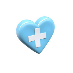 Obraz premium A light blue heart with a white plus sign on a black background