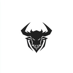 Obraz premium A stylized, aggressive bull's head logo