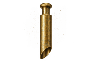 Antique brass pipe section with distressed texture isolated on transparent background