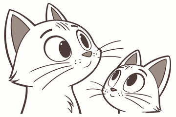 Minimal scandinavian style cat faces in neutral pale tones