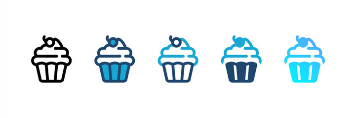Cupcake icon set multiple style collection