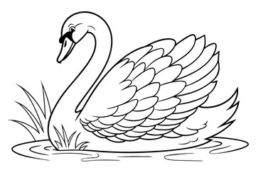 coloring page line art the swan black vector