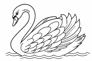Obraz premium coloring page line art the swan black vector