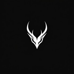 Abstract white stylized deer head on black background