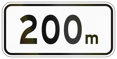 Additional road sign in China - 200 meters