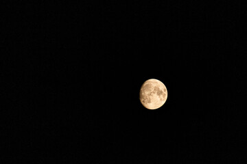 Waxing Gibbous Moon in Deep Night Sky