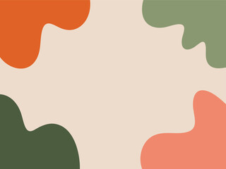 Organic shapes muted orange green cream abstract background vector