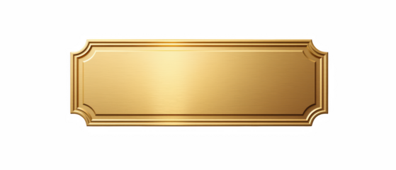 Elegant gold plaque with smooth, shiny surface, perfect for awards or signage. Its classic design adds touch of sophistication to any presentation