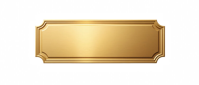 Elegant gold plaque with smooth, shiny surface, perfect for awards or signage. Its classic design adds touch of sophistication to any presentation
