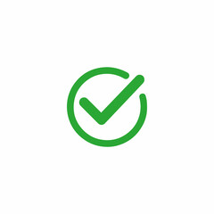 Green check mark inside a circle icon for approval and success