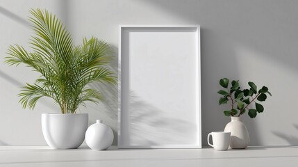 mockup for poster design room interior The canvas inside the frame