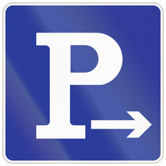 Road sign in China - Parking on the right