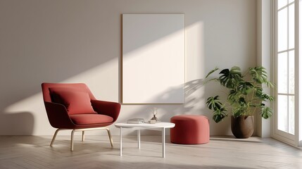 modern living room interior The canvas inside the frame mockup