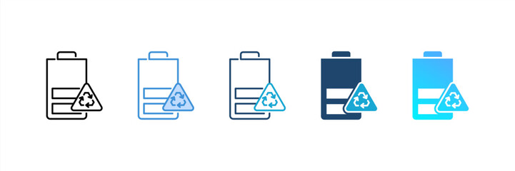 Battery Recycling icon set multiple style collection