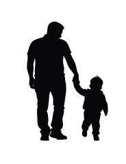 Father and son walking silhouette graphic illustration for family love and support concept design idea