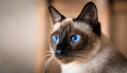 elegant siamese cat with striking blue eyes