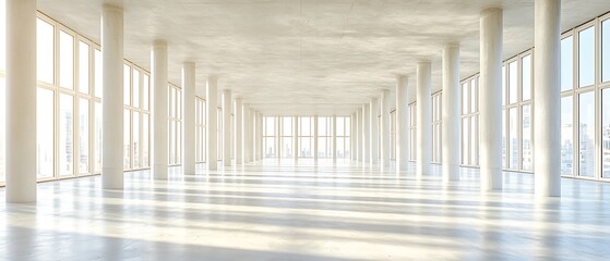 Spacious Empty Room with Bright Windows and Modern Architecture Design
