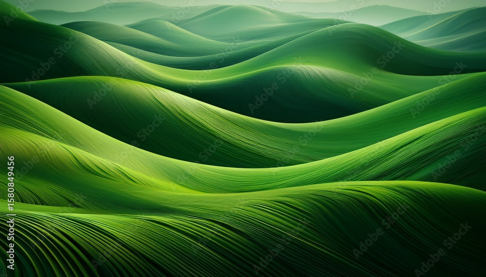 Poster smooth rolling hills with abstract green surface texture