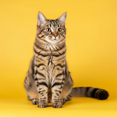 Fototapeta premium chat tigré sur un fond jaune