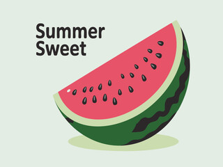 Slice watermelon summer sweet fruit vector