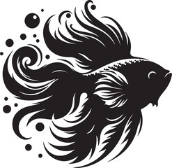 Ornate Black and White Betta Fish Design
