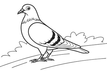 coloring page line art the pigeon black vector