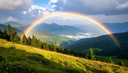 Naklejka premium Mountain rainbow panorama