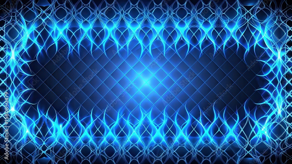 Poster abstract blue flame design with geometric background ideal for presentations and digital projects