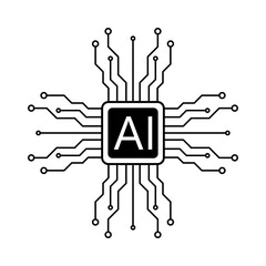 AI chip icon vector abstract vector