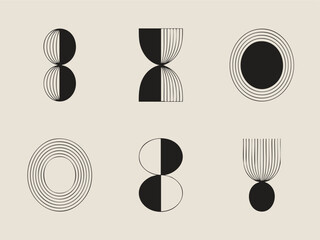 Abstract composition of black and white geometric shapes vector