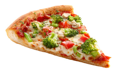 Slice of Veggie Pizza Isolated on Transparent Background PNG
