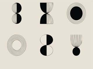 Abstract geometric shapes black beige vector