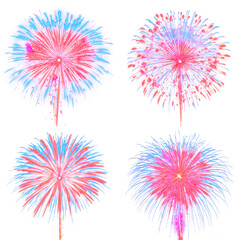 Red and Blue Firework Set Isolated on Transparent Background PNG

