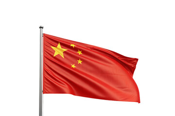 Chinese flag with red field and five golden stars in upper left corner, isolated on a transparent background