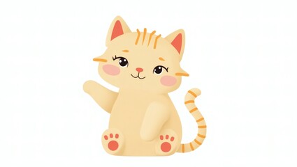 Obraz premium Simple Cat Clip Art with Clean Black Outlines in Sitting Pose with Curled Tail – Friendly Expression in Flat Vector Style on White Background, Perfect for Educational or Kids Materials