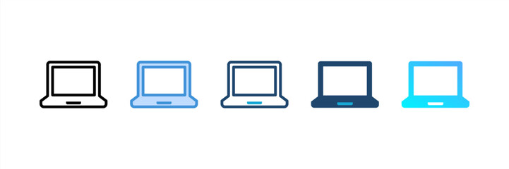 Laptop icon set multiple style collection
