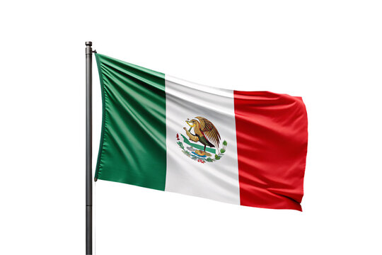 Mexican flag with green white red sections and national coat of arms, isolated on a transparent background - Powered by Adobe