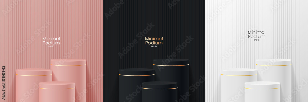 Aufkleber abstract minimal scene. minimal podium with soft material base. soft podium stages and product showc