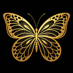 Elegant Butterfly Icon in Gold Foil Style — Luxury Vector Design