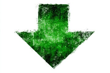 Grunge green downward arrow icon symbol on white background