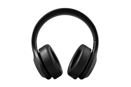A pair of black headphones with a black band