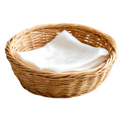White cloth in a wicker basket simple elegant design
