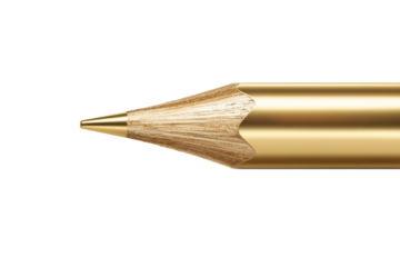 A gold colored pencil with a pointed tip
