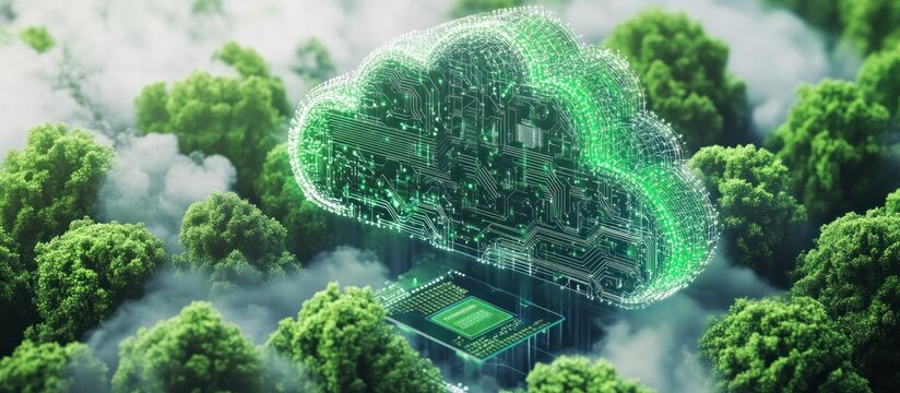 Green cloud technology integrates seamlessly with nature's beauty and innovation