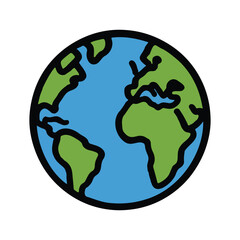 Flat Earth Globe Vector Icon Isolated on White, Perfect for Travel, Geography, Global Network Concepts