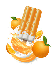 Orange and Milk Ice Cream perfect blend of refreshing sweetness and creaminess ideal for ice cream products desserts or appealing advertisements