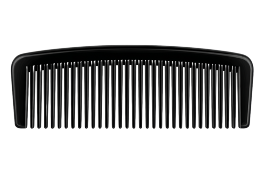 A black comb with a black handle